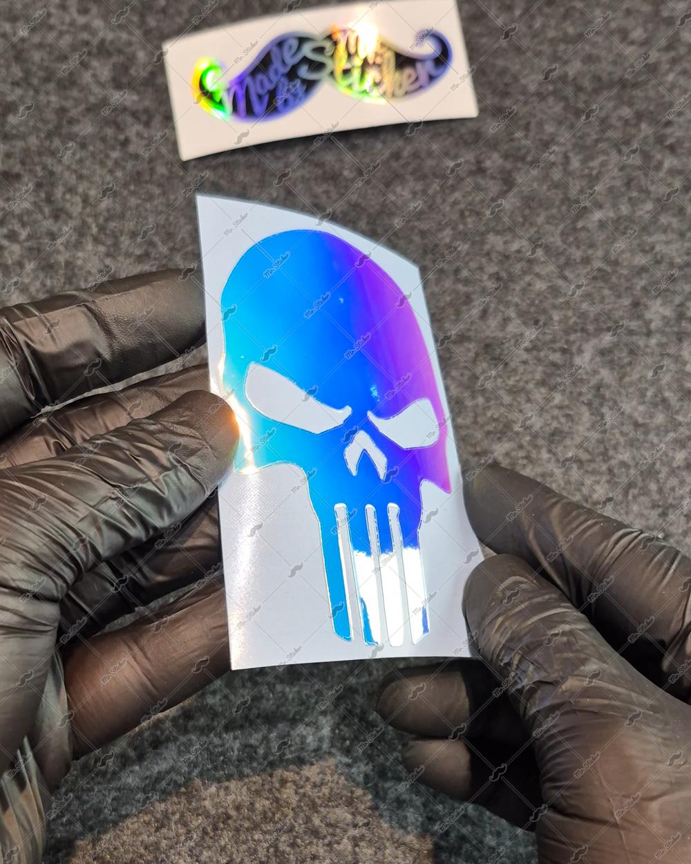 LMT11 Mavi Mor Renk Geçişli Özel Seri Kurukafa Stickerı