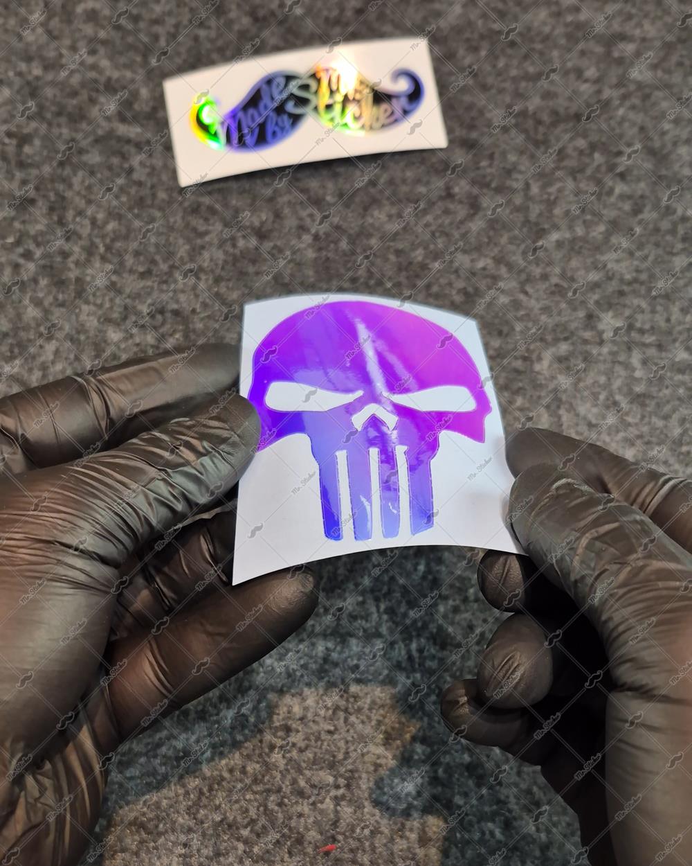 LMT11 Mavi Mor Renk Geçişli Özel Seri Kurukafa Stickerı