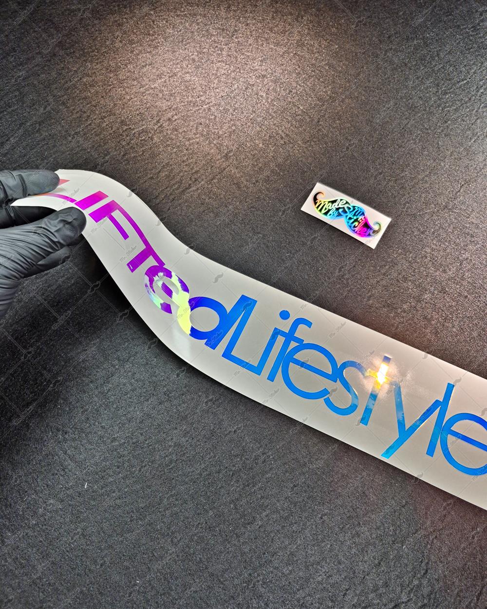 LMT44 Mavi Mor Renk Geçişli Lifted Lifesytle Yazılı Etiket