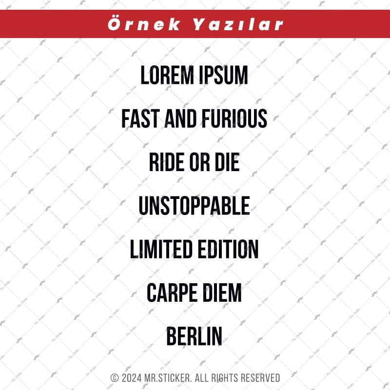 PRS20 Berlin Yazı Tipi Avantaj Set 3cm Yükseklik 15 karakter