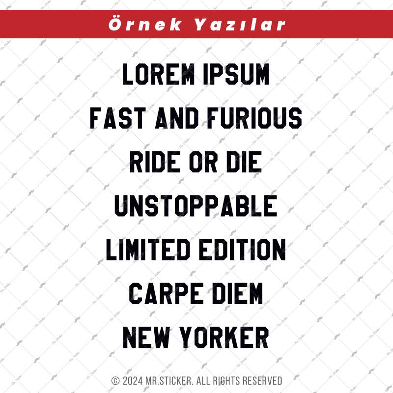 PRS21 New York Yazı Tipi 2cm Yükseklik 10 karakter