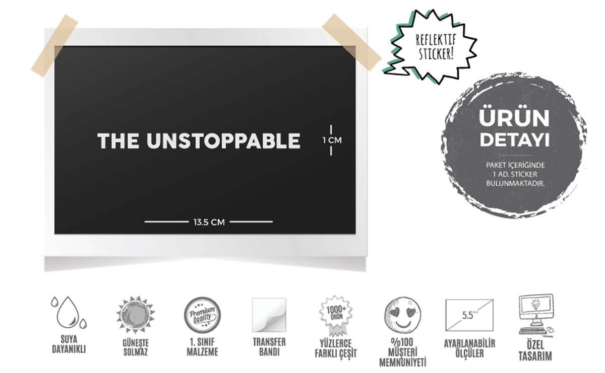 RFHLM188 Reflektif Durdurulamaz Yazili Kask Vizoru Etiketi