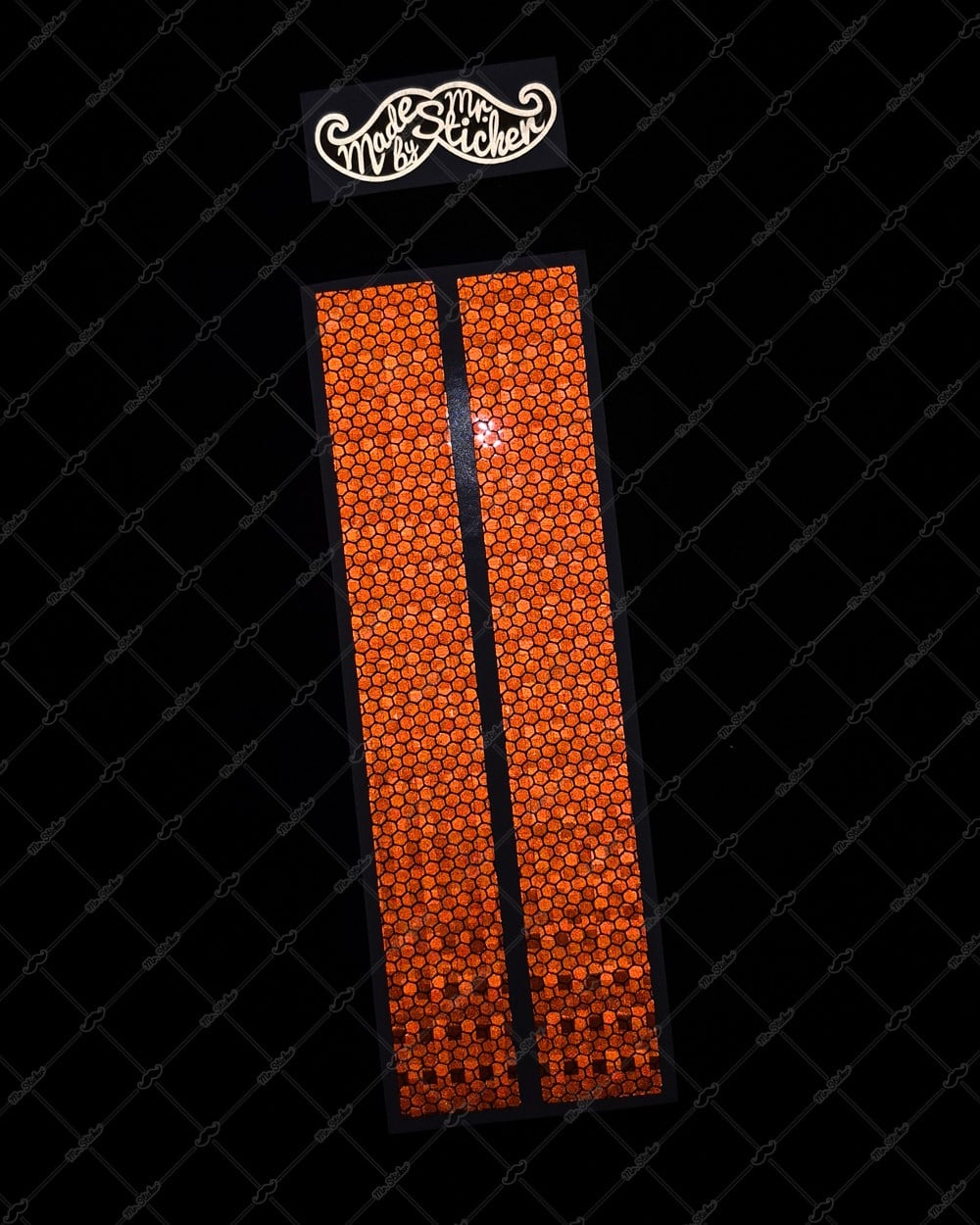 RFHLM289 Güçlü Reflektif Fosforlu Turuncu Petekli Çanta Etiketi Ikili Set