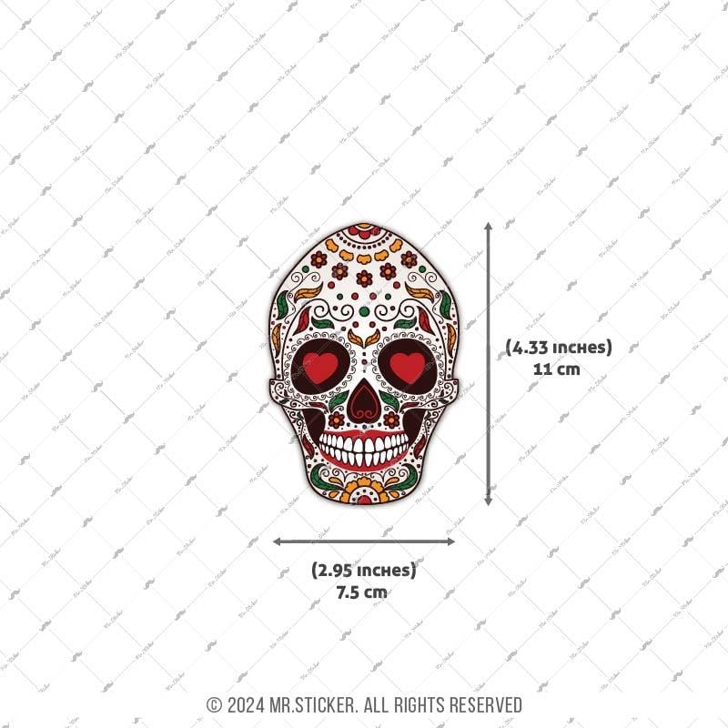 SKL7 Kalp Gozlu Sugar Skull Kurukafa Etiketi
