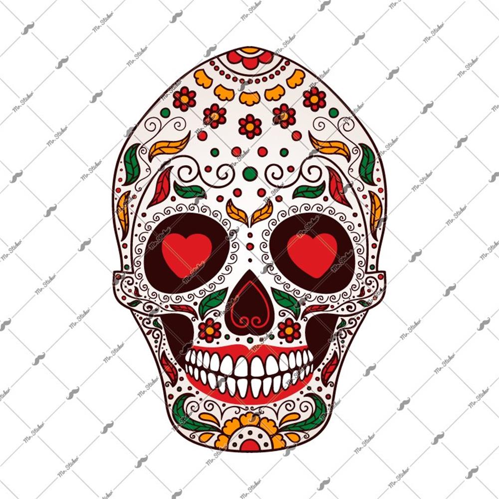 SKL7 Kalp Gozlu Sugar Skull Kurukafa Etiketi