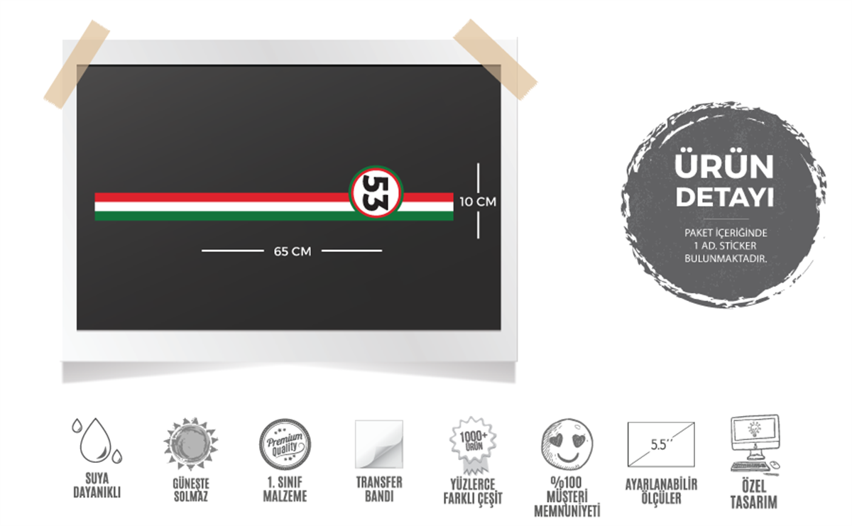 STS32 Kişiye Özel Numaralı Kırmızı Beyaz Yeşil Desenli Şerit