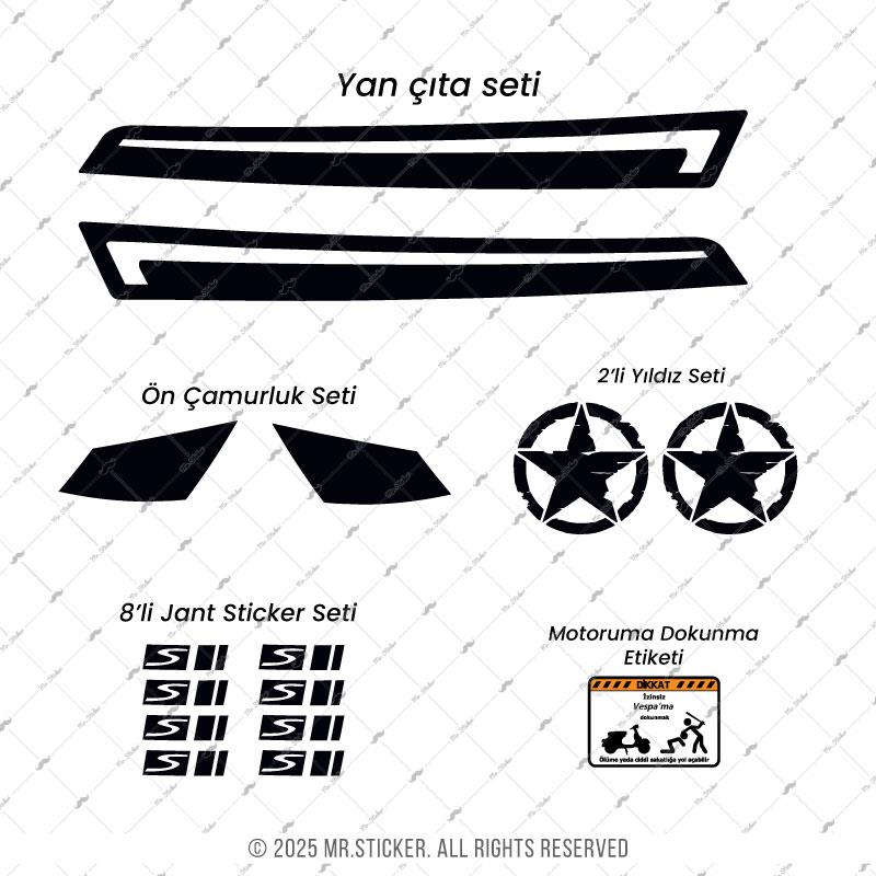 STS40 Vespa Uyumlu Yan Çıta Seti Renk Seçenekli