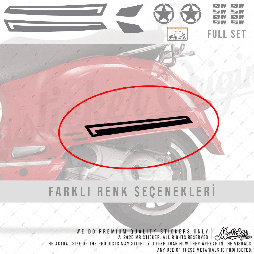 STS40 Vespa Uyumlu Yan Çıta Seti Renk Seçenekli