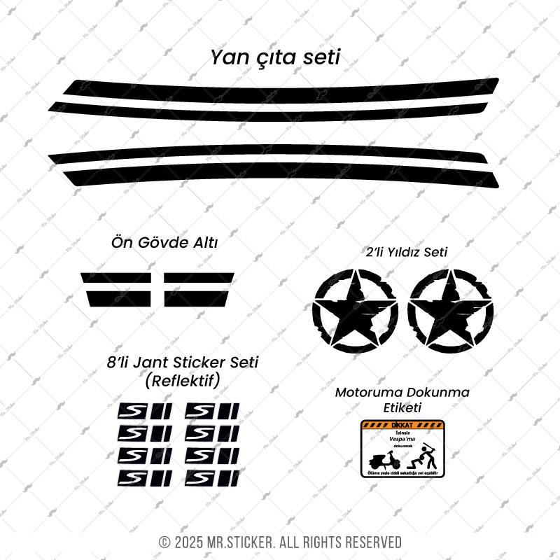 STS46 Vespa GTS 250 GTS 300 Uyumlu Yan Çıta Seti Renk Seçenekli