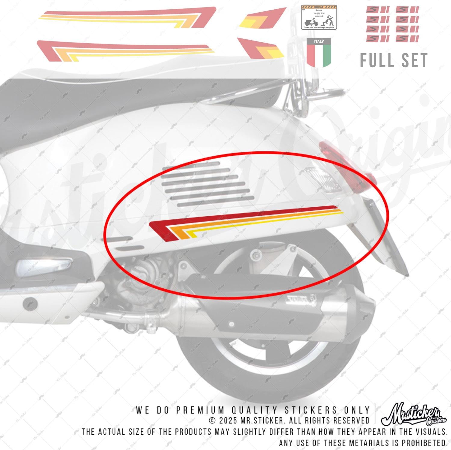 STS69 Vespa Uyumlu Retro Yan Çıta Sticker Seti Renk Seçenekli