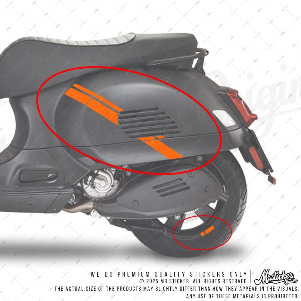 STS70 Vespa Uyumlu Yan Gövde Sticker Seti Renk Secenekli
