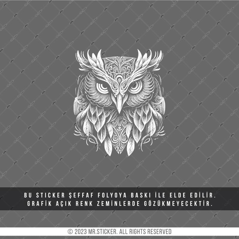 TWT2 Beyaz Çizgi Çalışma Baykuş Etiketi Şeffaf Sticker
