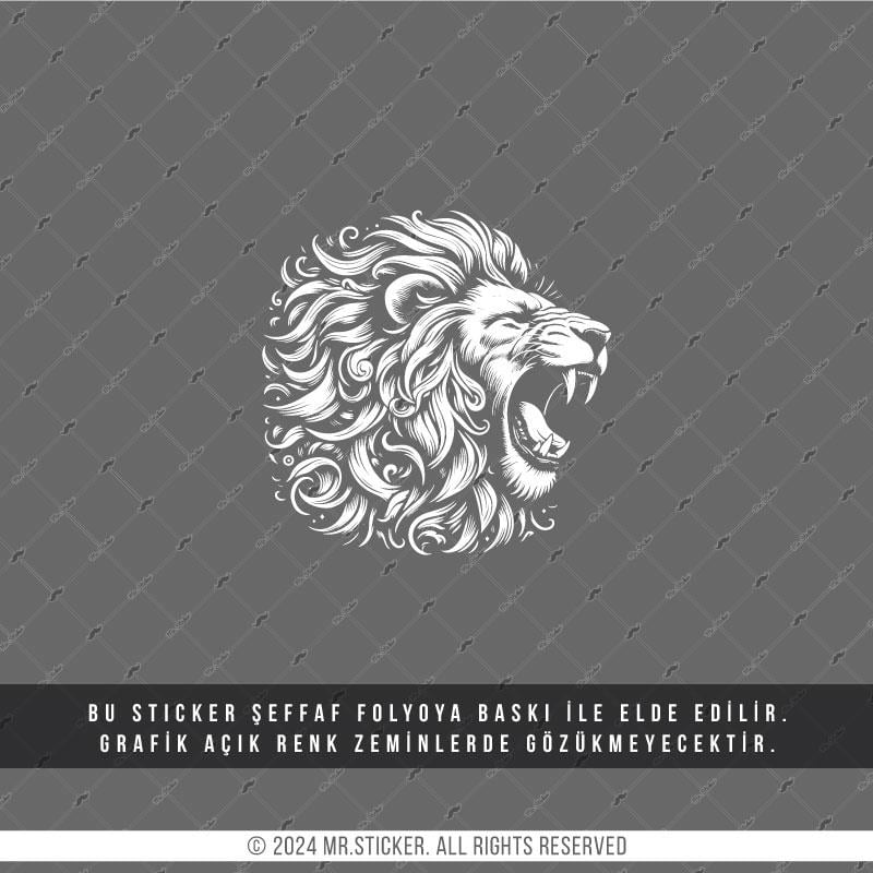 TWT26 Beyaz Çizgi Çalışma Kükreyen Aslan Etiketi Şeffaf Sticker