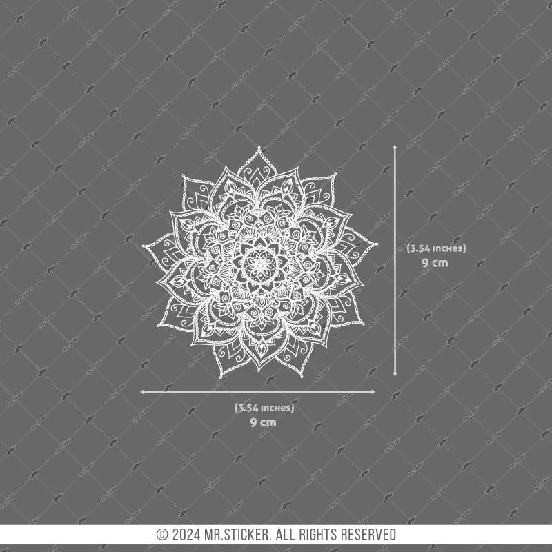 TWT27 Beyaz Mandala Çiçek Etiketi Şeffaf Sticker