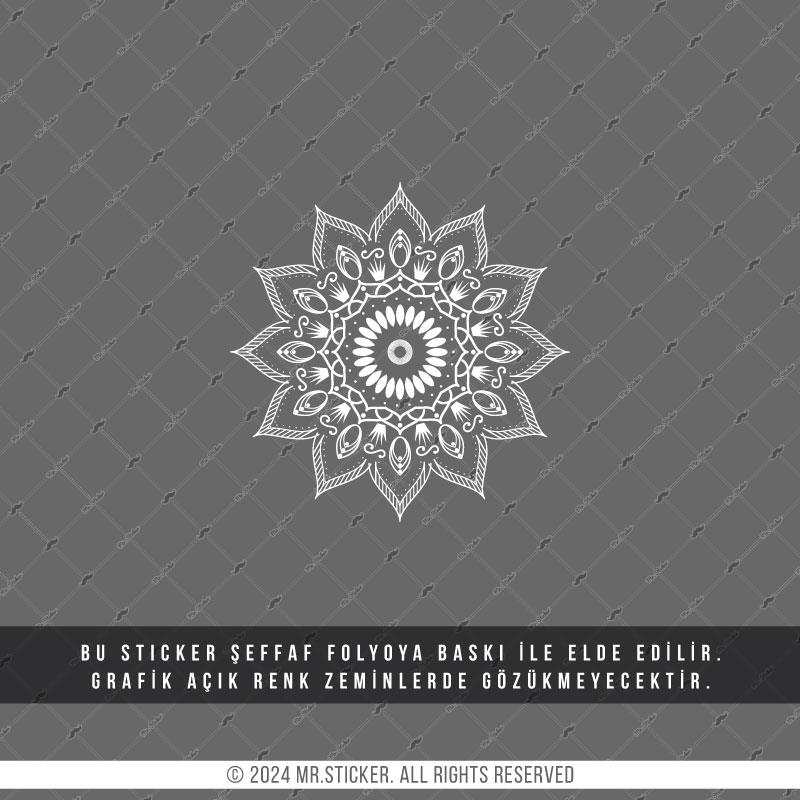 TWT28 Beyaz Mandala Yıldızı Etiketi Şeffaf Sticker
