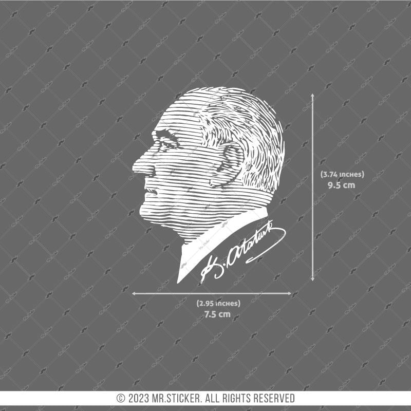TWT3 Beyaz Çizgi Çalışma Atatürk Etiketi Şeffaf Sticker