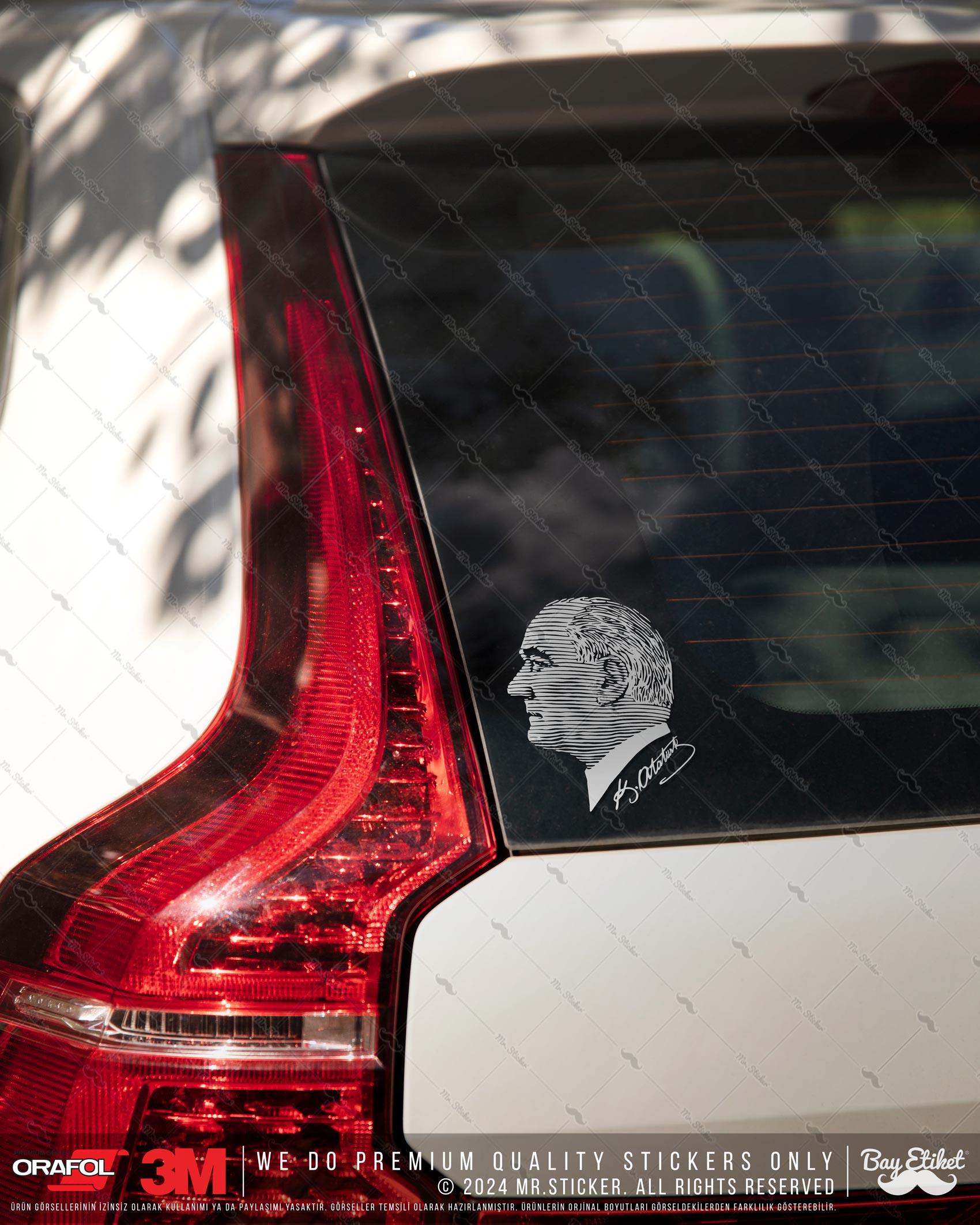 TWT3 Beyaz Çizgi Çalışma Atatürk Etiketi Şeffaf Sticker