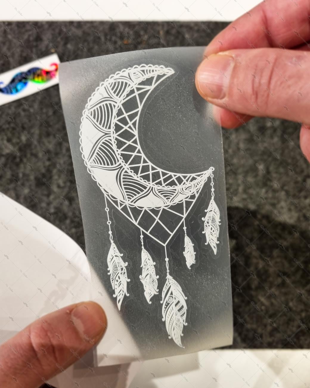 TWT30 Ay Desenli Dream Catcher Etiketi Şeffaf Sticker