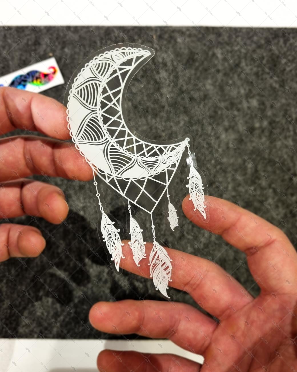 TWT30 Ay Desenli Dream Catcher Etiketi Şeffaf Sticker