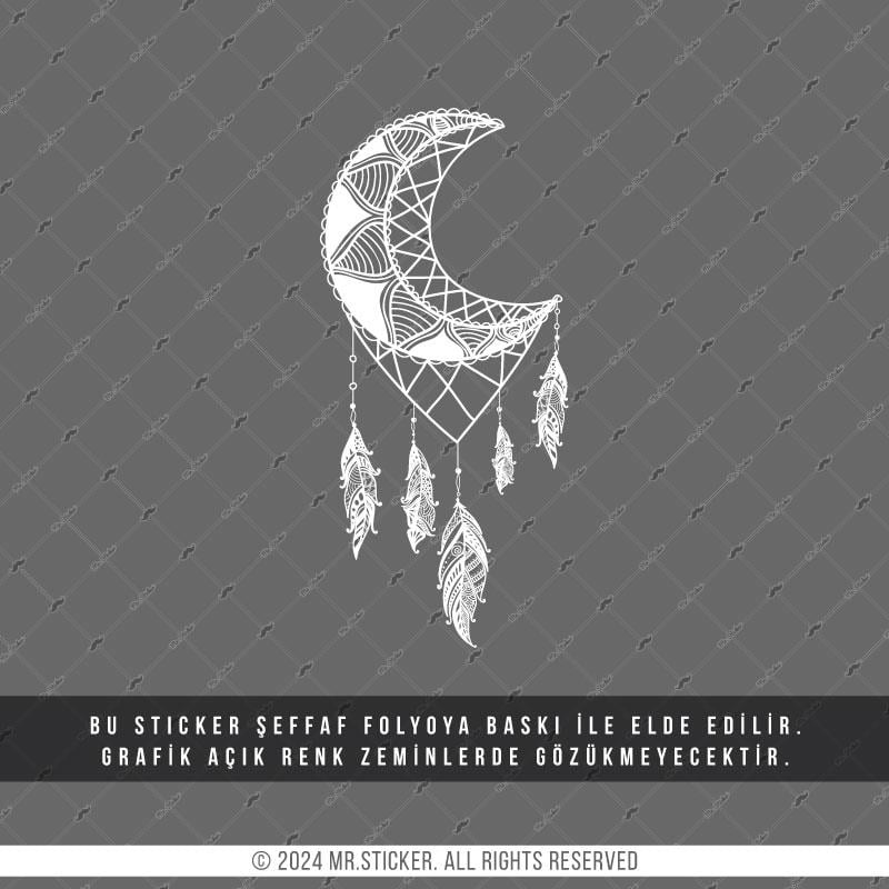 TWT30 Ay Desenli Dream Catcher Etiketi Şeffaf Sticker