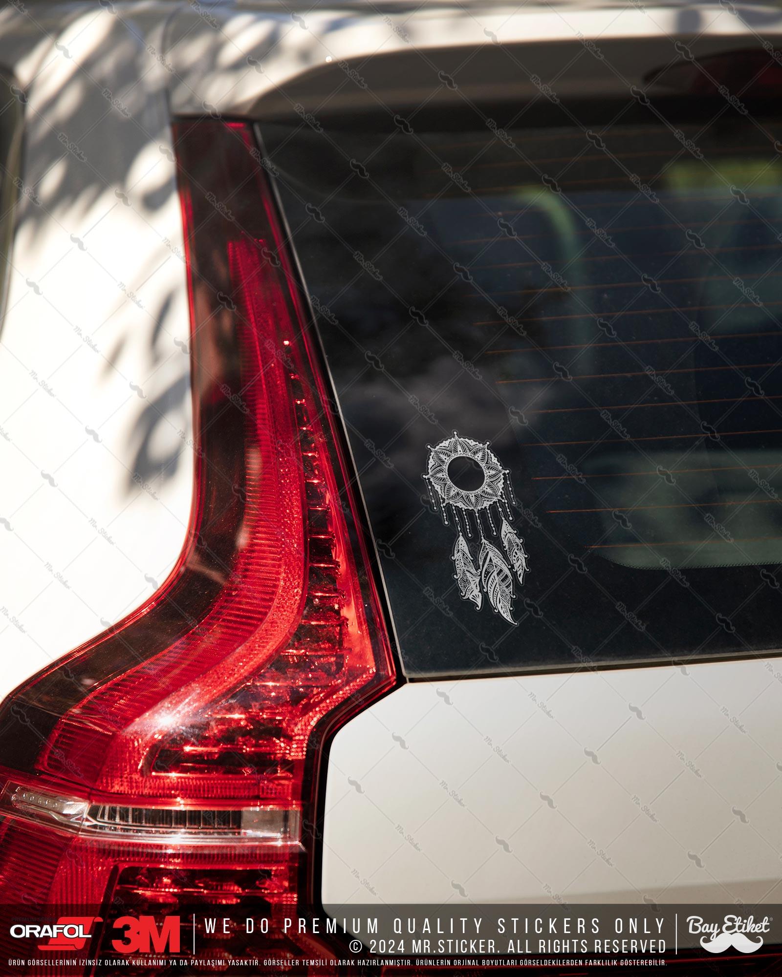 TWT31 Mandala Desenli Dream Catcher Etiketi Şeffaf Sticker
