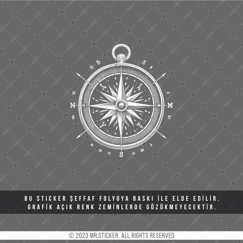 TWT5 Beyaz Çizgi Çalışma Pusula Etiketi Şeffaf Sticker