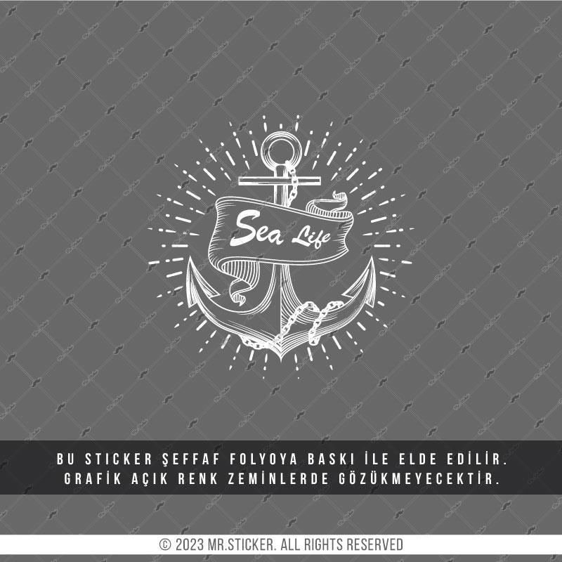 TWT9 Beyaz Eskiz Çalışma Deniz Yaşamı Yazılı Etiket Şeffaf Sticker
