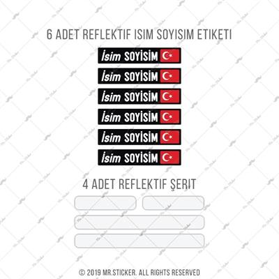 BCY1 Reflektif Bisiklet Isim Etiket Seti V1