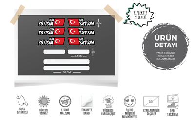 BCY2 Reflektif Bisiklet Isim Etiket Seti V2