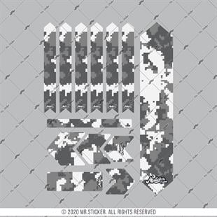 BCY26 Reflektif Koruyucu Sticker Seti Pixel Kamuflaj Desen