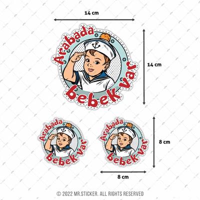 BOB19 Denizci Temali Arabada Bebek Var Etiketi 3lü Set