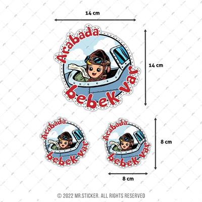 BOB20 Pilot Temali Arabada Bebek Var Etiketi 3lü Set