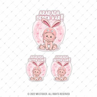 BOB21 Tavsan Sapkali Arabada Bebek Var Etiketi 3lü Set