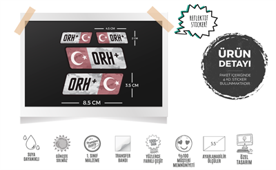 BT12 Reflektif 0 Rh Pozitif (+) Kan Grubu Etiket Seti
