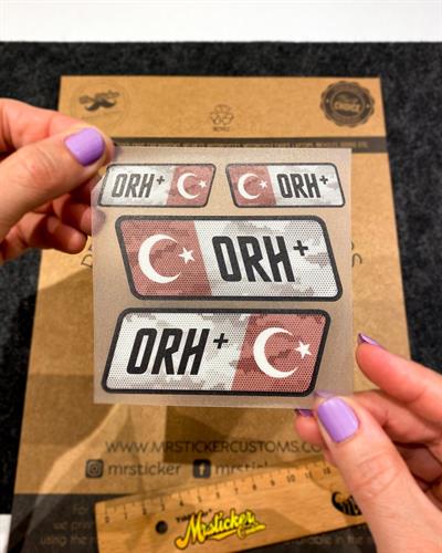 BT12 Reflektif 0 Rh Pozitif (+) Kan Grubu Etiket Seti