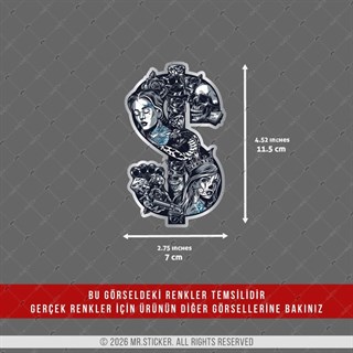 CHR15 Krom Seri Gengsta Motifli Dolar Etiketi