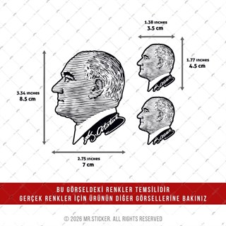 CHR26 Krom Seri Cizgi Calisma Atatürk Etiket Seti