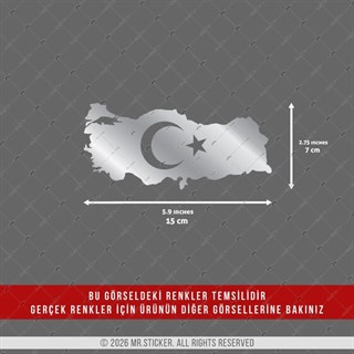 CHR30 Krom Seri Ay Yıldızlı Türkiye Haritası Etiketi