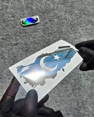 CHR30 Krom Seri Ay Yıldızlı Türkiye Haritası Etiketi