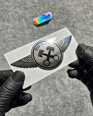 CHR31 Krom Seri Born to Ride Yazılı Etiket