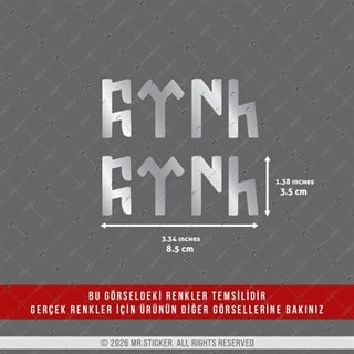 CHR5 Krom Seri Göktürkçe Türk Yazısı Etiketi İkili Set