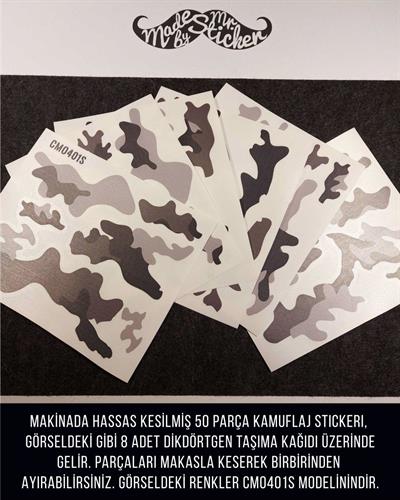 CMO401M - Kask ve Motosiklet Kaplamaya Uygun 50 Parca Kucuk Boy Kamuflaj Seti