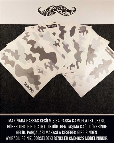 CMO402SS - Snowboard Kaski ve Board Kaplamaya Uygun 34 Parca Kucuk Boy Kamuflaj Seti