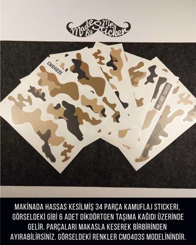 CMO403S - Kask Kaplamaya Uygun 34 Parca Kucuk Boy Kamuflaj Seti