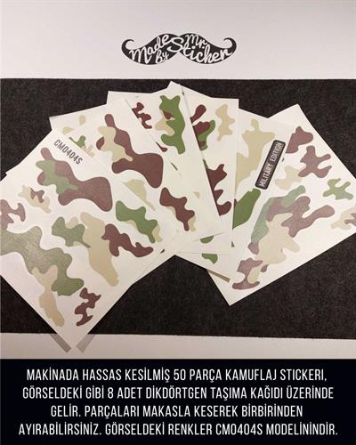 CMO404L - Motosiklet Kaplamaya Uygun 50 Parca Orta Boy Kamuflaj Seti