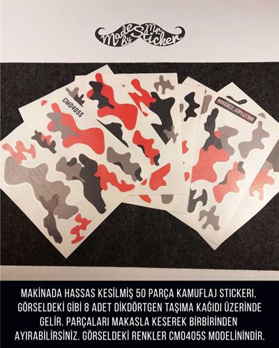 CMO405L - Motosiklet Kaplamaya Uygun 50 Parca Orta Boy Kamuflaj Seti