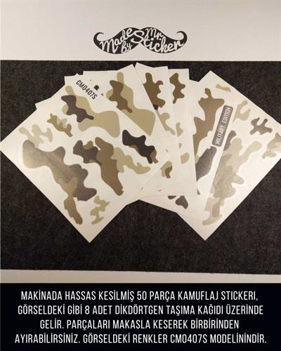 CMO407M - Kask ve Motosiklet Kaplamaya Uygun 50 Parca Kucuk Boy Kamuflaj Seti