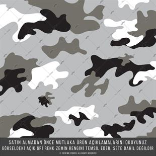 CMO408XS - Bisiklet Kaplamaya Uygun 34 Parca Kamuflaj Seti (Gri, Beyaz, Siyah Renk)