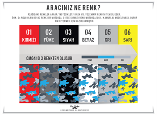 CMO410XS - Bisiklet Kaplamaya Uygun 34 Parca Kamuflaj Seti (Fume, Mavi, Gri Renk)