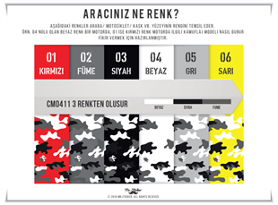 CMO411XS - Bisiklet Kaplamaya Uygun 34 Parca Kamuflaj Seti (Beyaz, Siyah, Fume Renk)